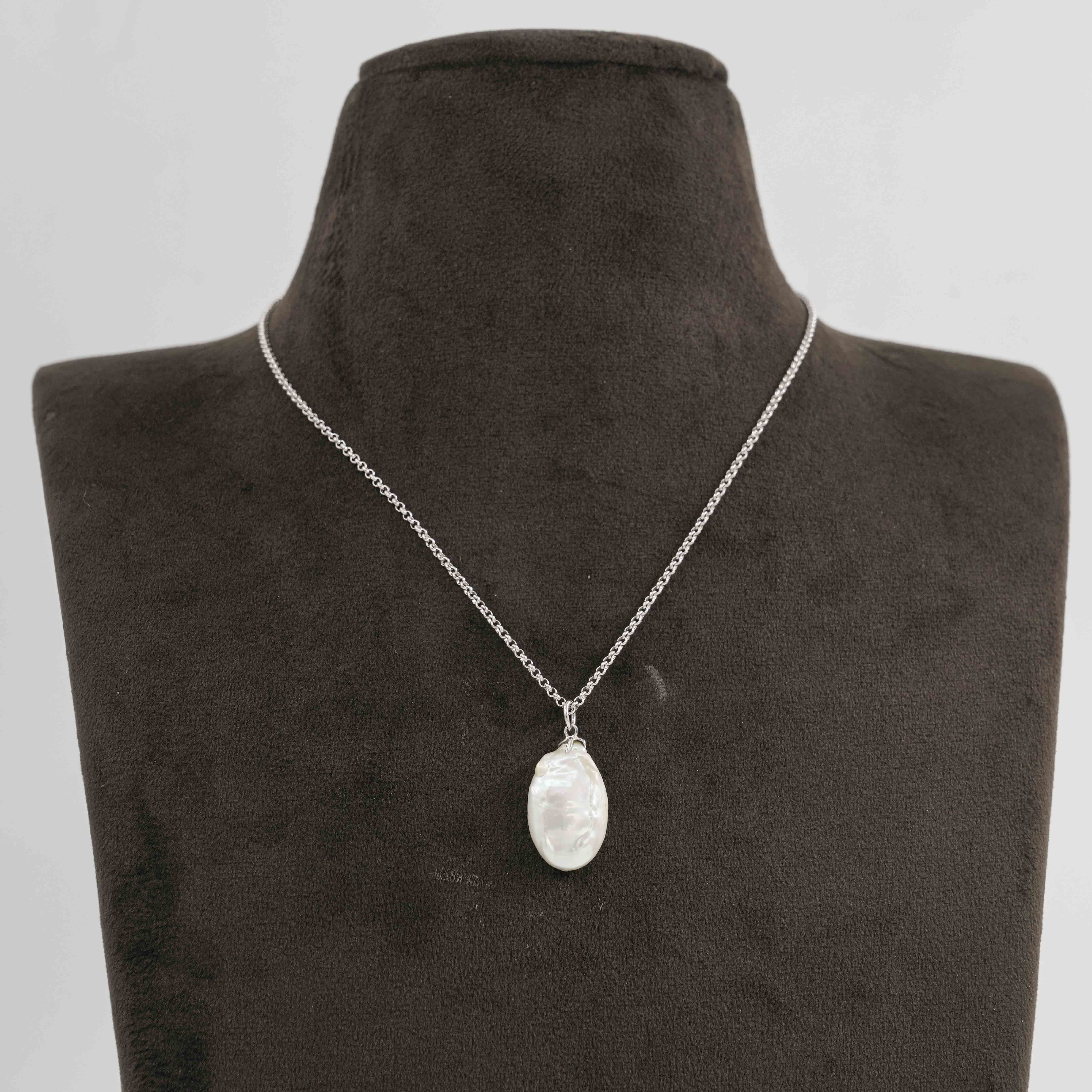 The Pearl Atelier by Kabra Pearls - 92.5 Silver Chain with Baroque Pearl Pendant